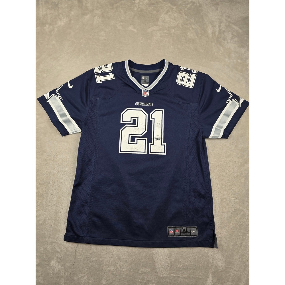 Nike Dallas Cowboys Jersey Kids XL Blue Ezekiel Elliott 21 NFL Football On Field